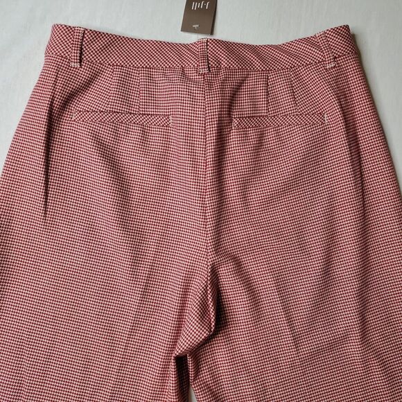 J Jill Women's Size 10 NWT Cropped Wide Leg Trouser Pants Red White Houndstooth - Picture 4 of 8